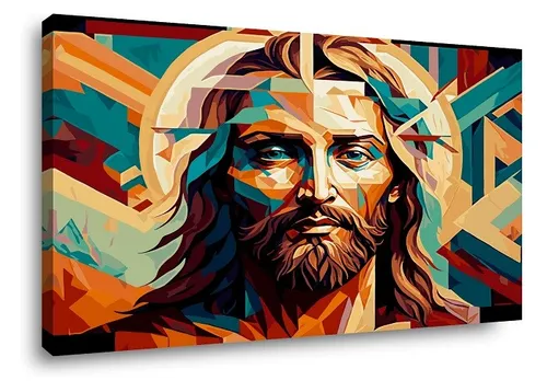 Bilder auf Leinwand Jesus bunt 80 x 60cm 4053