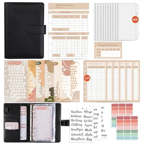 FUHOMI A6 Binder Budget Planner Deutsch in schwarz von FUHOMI