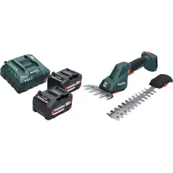 Metabo SGS 18 LTX Q Akku Gras- und Strauchschere mit 2x 4,0 Ah Akku - Vielseitige Akku Gras- und Strauchschere für präzise Schnitte. Mit wechselbaren Messern und schnellem Werkzeugwechsel für flexibles Arbeiten. Ergonomisches Design für hohen Komfort.