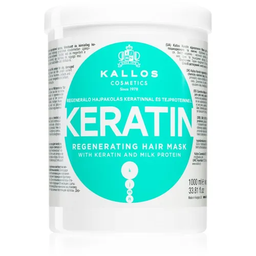 Kallos KJMN Professional Keratin Maske für die Haare 1000 ml - Haarkuren für Damen, intensiv pflegende Haarmaske mit hoher Keratin-Konzentration für regeneriertes, glänzendes und widerstandsfähiges Haar.