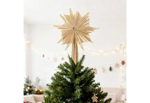 Salcar Christbaumspitze Baumspitze Weihnachten Stroh Ø 17 x 24,5 cm Natur Christbaumspitze