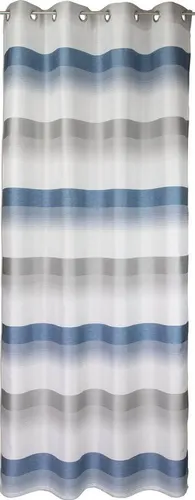Ösenschal weiß / blau gestreift 140x245cm - Klassische Gardine mit durchscheinendem, gestreiftem Design, ideal für jedes Zimmer – sorgt für ein helles und einladendes Ambiente.