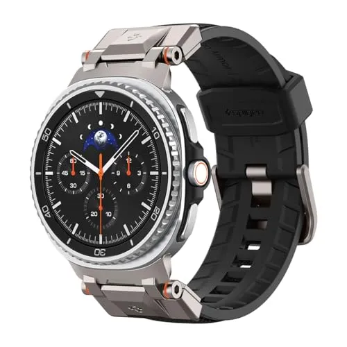 Spigen Dura Pro Armor Armband Entwickelt für Samsung Galaxy Watch 8 44mm/40mm, 8 Classic 46mm (2025) Robustes Ersatzarmband mit Metallverbinder - Schwarz