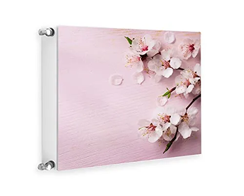 TMK ArtDeko Heizkörperverkleidung Magnetisch Wohnliches Ambiente Einfache Befestigung 60x60 Magnet Heizkörperabdeckung, Blumen Rosa
