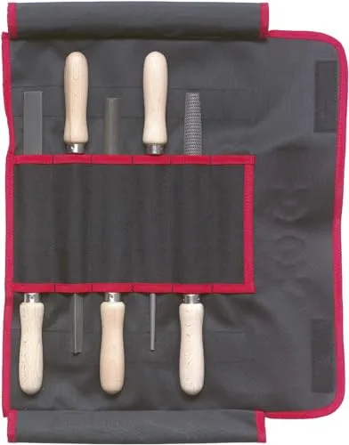 F. DICK Feilen- und Raspelsatz 5tlg. 200 mm - Raspeln und Feilen Set für Holz, Stahl, Eisen und NE-Metall, ideal für Profis und Hobby-Handwerker mit ergonomischen Buchenholzgriffen.