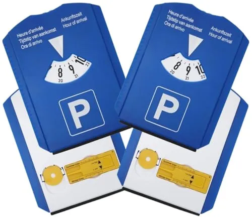 PROCAR Equipment 2X Parkscheibe Auto Deutsche Qualitäts Multifunktions (Parkscheibe mit Uhr, Eiskratzer, Einkaufschip, Reifenprofilmessung und Fensterwischer (2 Stück)