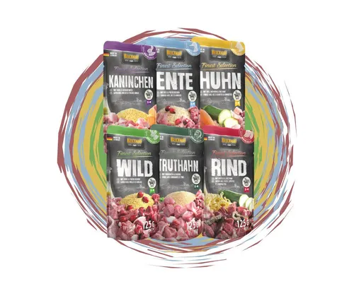 Belcando Belcando Frischebeutel Bundle - 6x125g verschiedene Sorten 3x Kaninchen & 3x Wild, Nassfutter für: Hunde