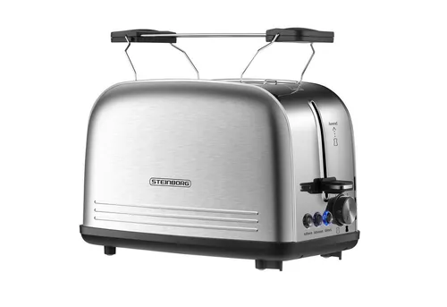 Edelstahl Toaster 2 Scheiben - Doppelschlitz Toaster mit Brötchenaufsatz, 7 Bräunungsstufen und 4 Funktionen für perfekten Toast