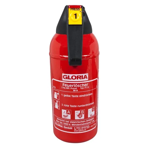 Gloria P2G Feuerlöscher Auto 2 kg ABC Pulverlöscher von GLORIA