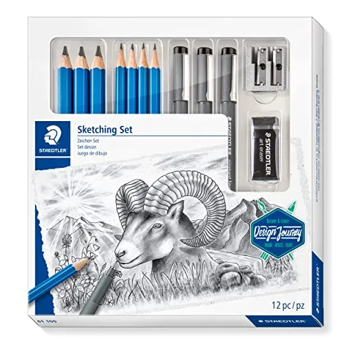 Staedtler Zeichenset Sketching Design Journey, 12-teilig - Schreibutensilien für kreative Köpfe, enthält 12 hochwertige Stifte für perfekte Skizzen und Designs.