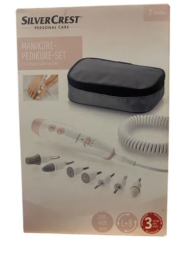 SilverCrest Maniküre Pediküre Set SMPS 7 - Rosa Weiß - Elektrische Feilen & Geräte, multifunktionales Set mit 7 Aufsätzen für professionelle Nagelpflege zu Hause.