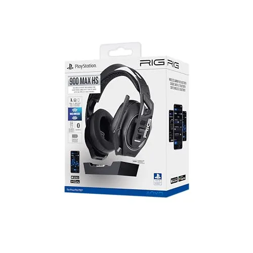 NACON PL025385 RIG 900 MAX HS - Kabelloses Over-ear Gaming Headset - Bluetooth Kopfhörer Over Ear mit beeindruckender Akkulaufzeit von bis zu 60 Stunden, Dual-Wireless-Technologie und geräuschisolierenden Ohrmuscheln für ein perfektes Gaming-Audioerlebnis.