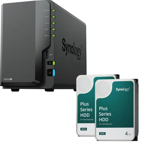 Synology DiskStation DS224+ NAS-Server mit 16TB Speicher - Praktischer NAS-Server mit 2 Einschüben und 16TB Speicherplatz, ideal für Datensicherung und Medienstreaming. Hohe Leistung und einfache Verwaltung für Ihr Netzwerk.