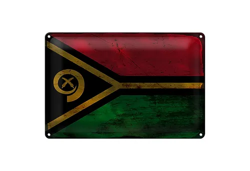 Roomando Metallschild Flagge Vanuatu 18x12cm Flag of Vanuatu Rost