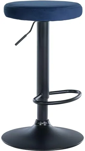 CLP Barhocker Ponte Samt-Bezug, blau schwarz - Stylischer Barhocker mit höhenverstellbarer Sitzfläche von 60 bis 81 cm, ideal für Küche und Bar. Der Samtbezug sorgt für Komfort, während das robuste Metallgestell bis 120 kg belastbar ist.