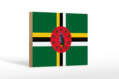 Holzschild Flagge Dominicas 18x12 cm Flag of Dominica Deko Schild