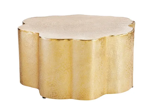 Couchtisch Metall Handarbeit 71 x 73 x 35 cm (LxBxH) Hammerschlag in Gold Unikat