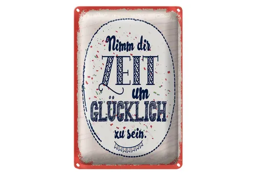 Roomando Metallschild Spruch Nimm dir Zeit um Glücklich sein 12x18cm