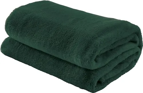 Erwin Müller Teddy-Fleece-Wohndecke Salerno, Fleece-Decke, Kuscheldecke tannengrün Größe 130x170 cm - flauschig weich, pflegeleicht
