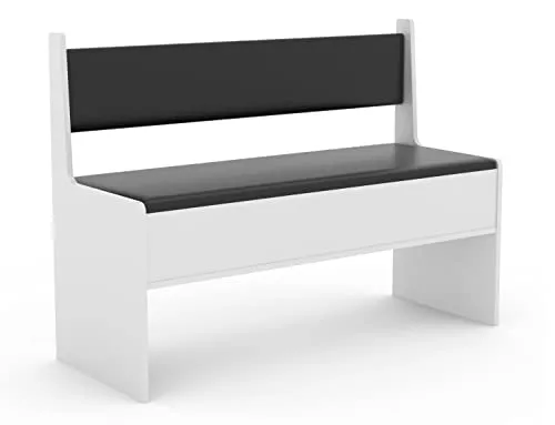 VCM Holz Eckbank Esal mit Truhe - Sitzbank 110 cm Weiß - Bänke & Eckbankgruppen - Praktische Sitzbank aus Holz mit Stauraum unter der Sitzfläche, ideal für Esszimmer und kleine Räume.