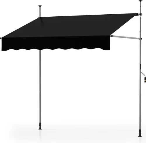 Ausziehbare Balkonmarkise Schwarz – Einfacher Sonnenschutz ohne Bohren