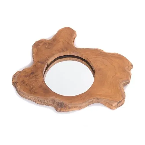 DESIGN DELIGHTS WANDSPIEGEL Tiko | 40x35 cm Teakholz Unikat - Dekorative Wandspiegel aus handgefertigtem Teakholz, jeder Spiegel ist ein einzigartiges Unikat mit individueller Maserung und Charakter. Ideal für Flur, Wohn- oder Schlafzimmer.