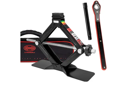 HEYNER® Scherenwagenheber 1,5 t mit Ratsche - Kfz-Wagenheber mit TÜV & GS geprüfter Stabilität, großem Standfuß und ergonomischem Drehknauf für einfache Handhabung, ideal für BMW-Modelle und als perfekter Pannenhelfer.