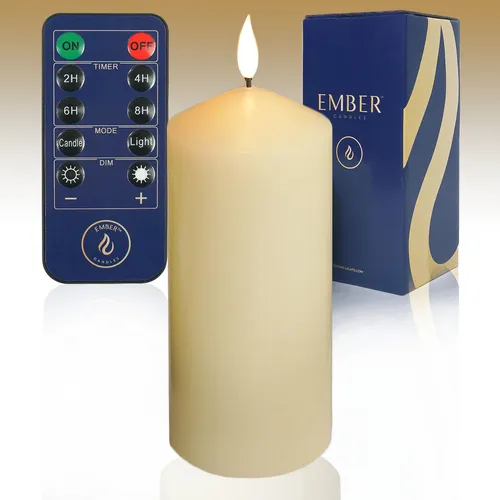 Ember ™ LED Kerze Flameless Flackernd Kapelle Elfenbein Batteriebetrieben 17.5cm