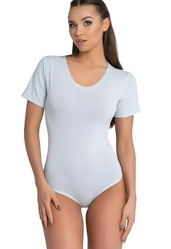 Evoni Damen Body kurzarm l Stringbody aus Baumwolle - Formende Bodys für Damen, blickdichter und atmungsaktiver Stoff für höchsten Tragekomfort – perfekt für Alltag, Sport oder als stylisches Basic.