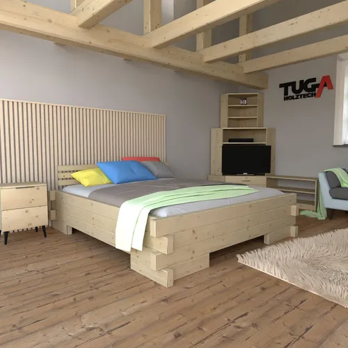 Massivholzbett Balkenbett 