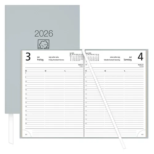 ZETTLER KALENDER Buchkalender Tagesplaner 2026 hellgrau, 1 St.
