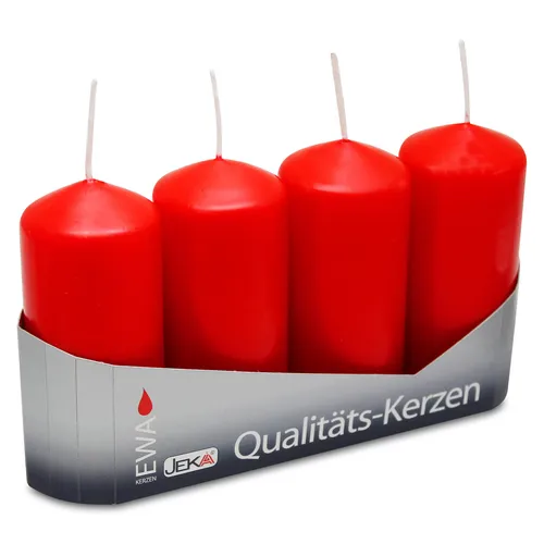 12er Pack Stumpenkerzen rot, ca. 40 x 90 mm (12 x 4 Stück) Laternenkerze