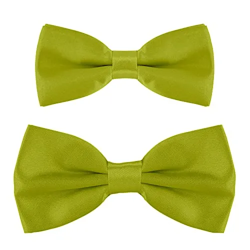 DonDon Vater-Sohn Fliegen Set im Partnerlook, bereits gebunden und verstellbar - Pistaziengrün