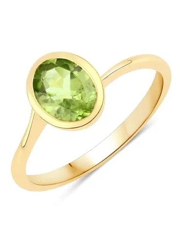 Rafaela Donata Damen Ring aus 925/- Sterling Silber mit Peridot - Eleganter Damenring aus 925er Sterling Silber, gelbvergoldet mit 14 Karat. Der oval geschliffene Peridot (Größe 8x6 mm) verleiht diesem Schmuckstück einen besonderen Glanz.