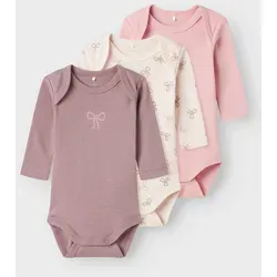 Name It Langarmbody NBFBODY 3P LS BARELY PINK BOW - Baby-Wäsche aus 51% Bio-Baumwolle, weich und hautfreundlich, perfekt für zarte Babyhaut in Größe 62.
