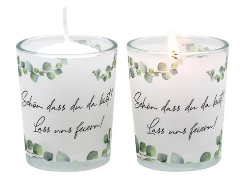 ZauberDeko Teelichthalter Windlicht Banderole Eukalyptus 