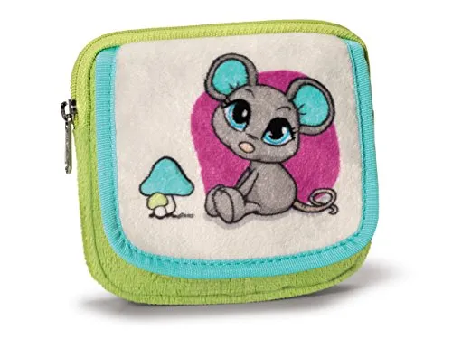 Nici 37782 - Geldbeutel Sweethearts Maus, Plüsch, klein, 11 x 10 cm, grau