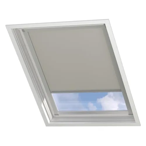 Radeco® Dachfenster verdunkelungsrollo für Velux C02 beige mit Führungsschiene, Rollo für dachfenster, velux dachfenster Rollo, verdunklungsrollo für velux