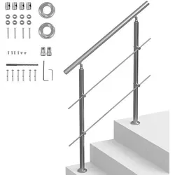 VEVOR Edelstahl Treppengeländer mit 2 Querstäben - Robustes Treppengeländer aus Edelstahl, verstellbarer Winkel von 0° bis 45°, ideal für Sicherheit und Stil in Ihrem Zuhause.
