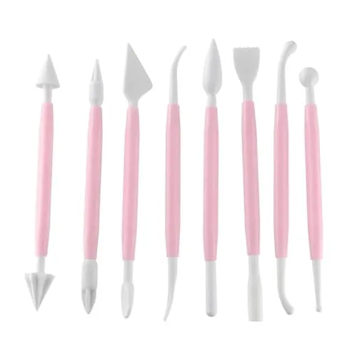 Fackelmann 41132 Modellier-Werkzeug-Set 8-tlg. Candy, Patisserie, Pink