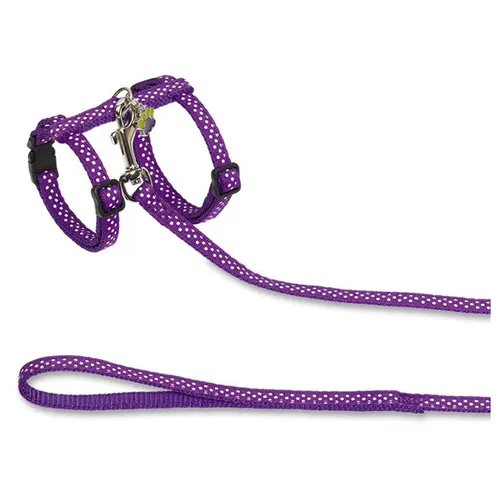 Nobby Katzengarnitur Dots lila verstellbar Halsband Geschirr mit Anhänger