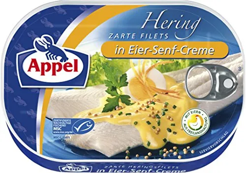Appel Heringsfilets, zarte Fisch-Filets in Eier-Senf-Creme, MSC zertifiziert, 200g