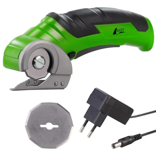 AGT Professional Elektrische Schere: Elektrischer Akku-Kartonschneider, auch für Teppich, Filz und Leder (Akkuschere, Rollenschneider)