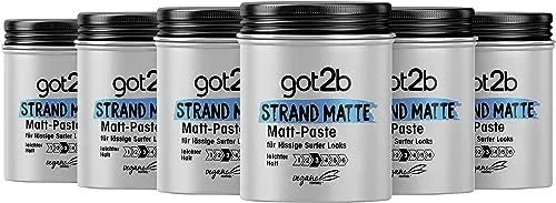 Produktbild got2b Strand Matte Matt-Paste (100 ml), Styling Paste für matte Surfer Looks, zum Strubbeln, Texturieren oder Zähmen ohne Verkleben, mittlerer Halt, 6x 100 ml