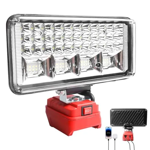 Behogan Akku Lampe für Einhell 18V PXC Power X-Change, 54W 5400LM Kabellose LED Arbeitsleuchte, 2 Modi LED Akku Strahler, USB+Type-C Kabellose Arbeitsleuchte, Tragbares Flutlicht für Baustelle
