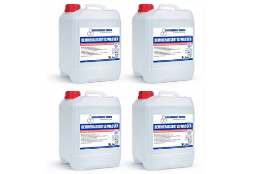 Ravensberger Chemie Bügelwasser VE-Wasser Demineralisiertes Wasser - 5 L, 4x 5 Liter Kanister von Ravensberger Chemie -, kalkfrei für Auto, Batterie, Haushalt, Dampfbügeleisen und Labor