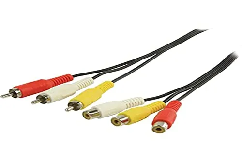 Valueline Cinch AV-Verlängerungskabel, 3x Stecker auf 3x Buchse (3m) schwarz