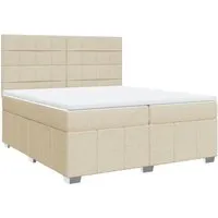 vidaXL Boxspringbett mit Matratze Creme 200x200 cm - Luxuriöses Boxspringbett für maximalen Schlafkomfort! Mit atmungsaktiver Taschenfederkernmatratze und höhenverstellbarem Kopfteil für individuellen Komfort.