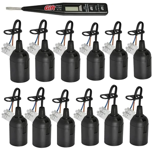 Stücke Fassung E27 Renovierfassung Lampenfassung Baustellenfassung E27+VDE-Spannungsprüfer/Phasenprüfer, Ersatzfassung, Renovierfassung mit Kabel, Lampenfassung 12