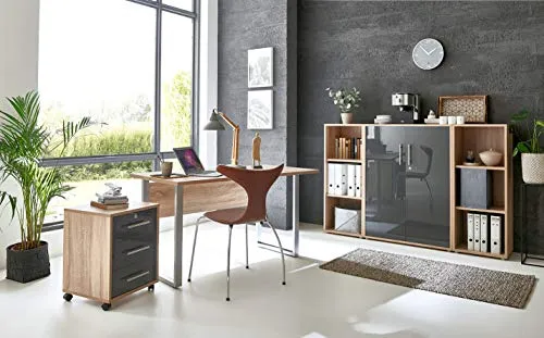 moebel-dich-auf Büromöbel Set Komplett TABOR 2 – Schreibtisch mit Rollcontainer, Aktenschränken & Regal